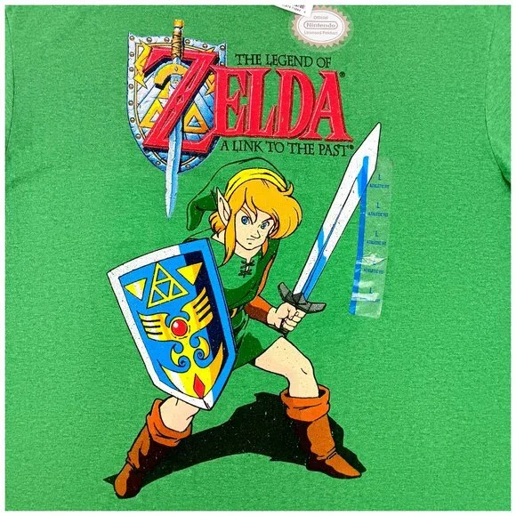 NINTENDO- Zelda- Men's T-shirt with Link Character-- SIZE LARGE--Green- Red - Picture 4 of 10
